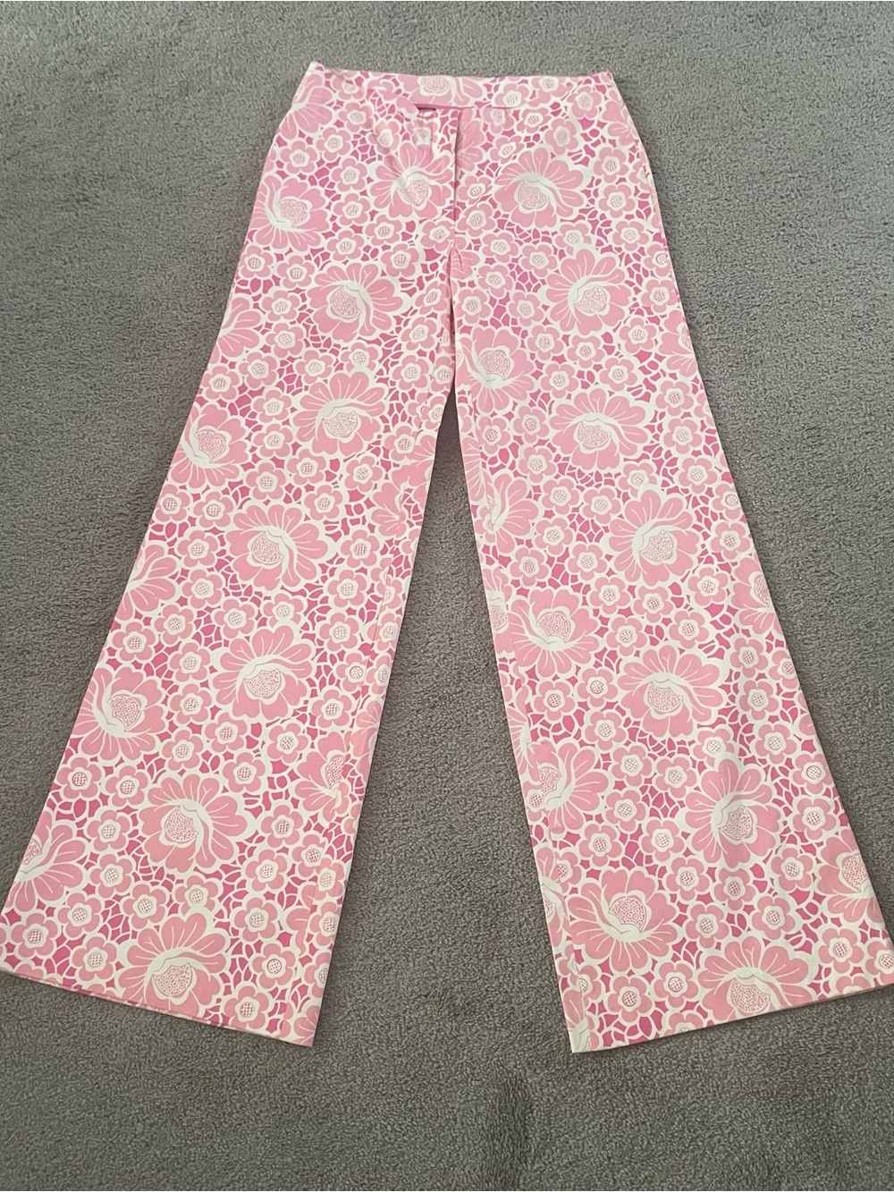 Lilly Pulitzer Pink & White Floral Wide-Leg Pants